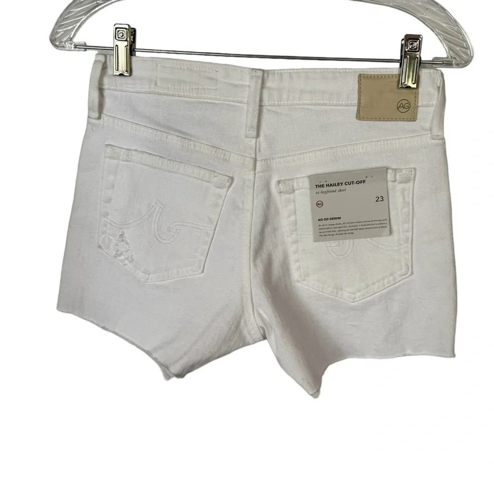 AG Adriano Goldschmied Hailey Cutoff Ex-Boyfriend White Denim Jean Shorts 23 NWT